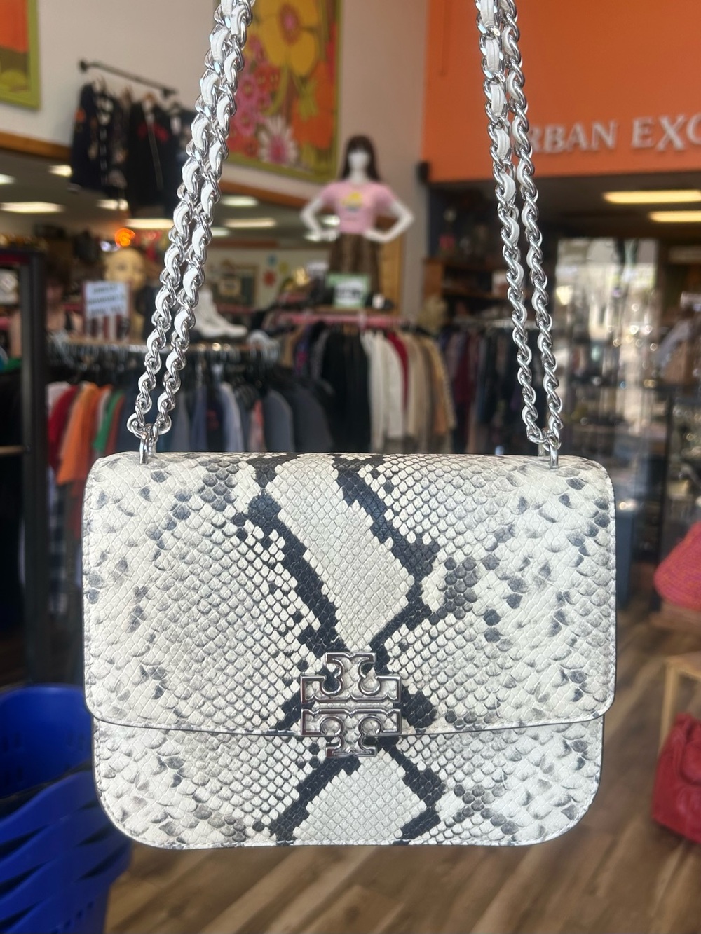 Tory Burch Snake Embossed Shoulder Bag - Picture 1 of 9